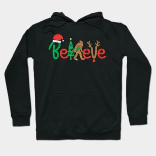 Believe Christmas Bigfoot Cryptid Unique Xmas Tee Hoodie